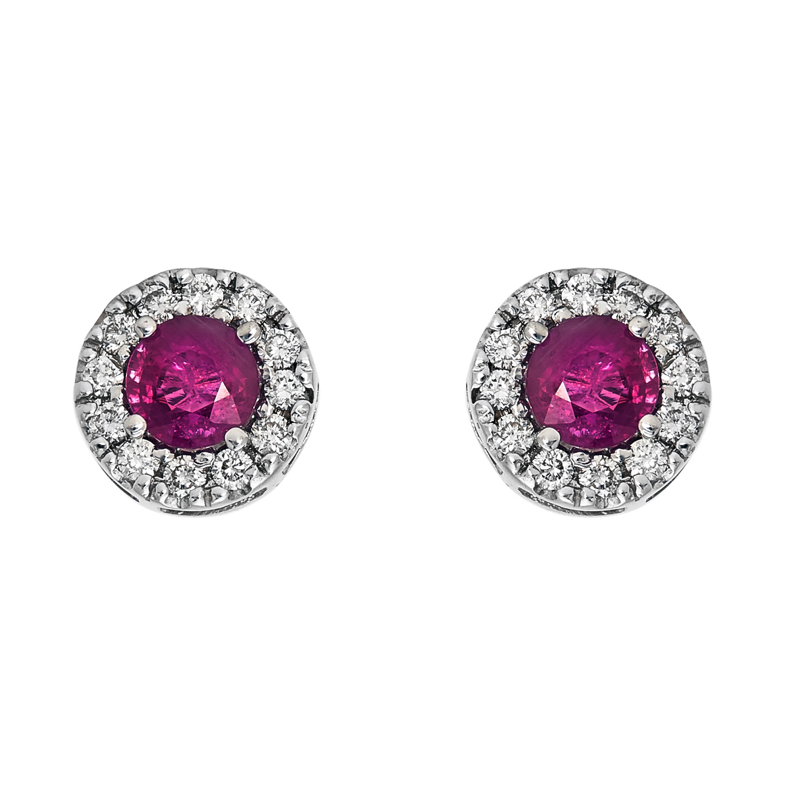 Ladies 1.200 Ctw Ruby Earrings / 14 Kt W